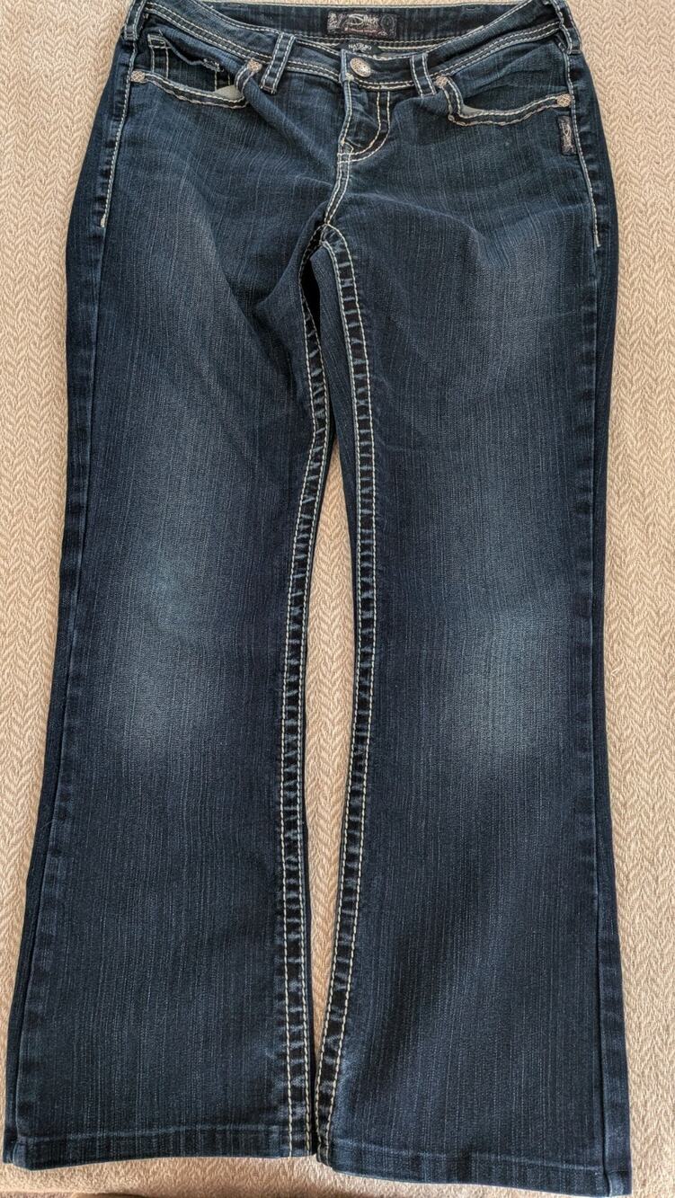 Silver Jeans Co Natsuki Flare Jeans Womens W25 L28 Dark Indigo Wash Y2K Western